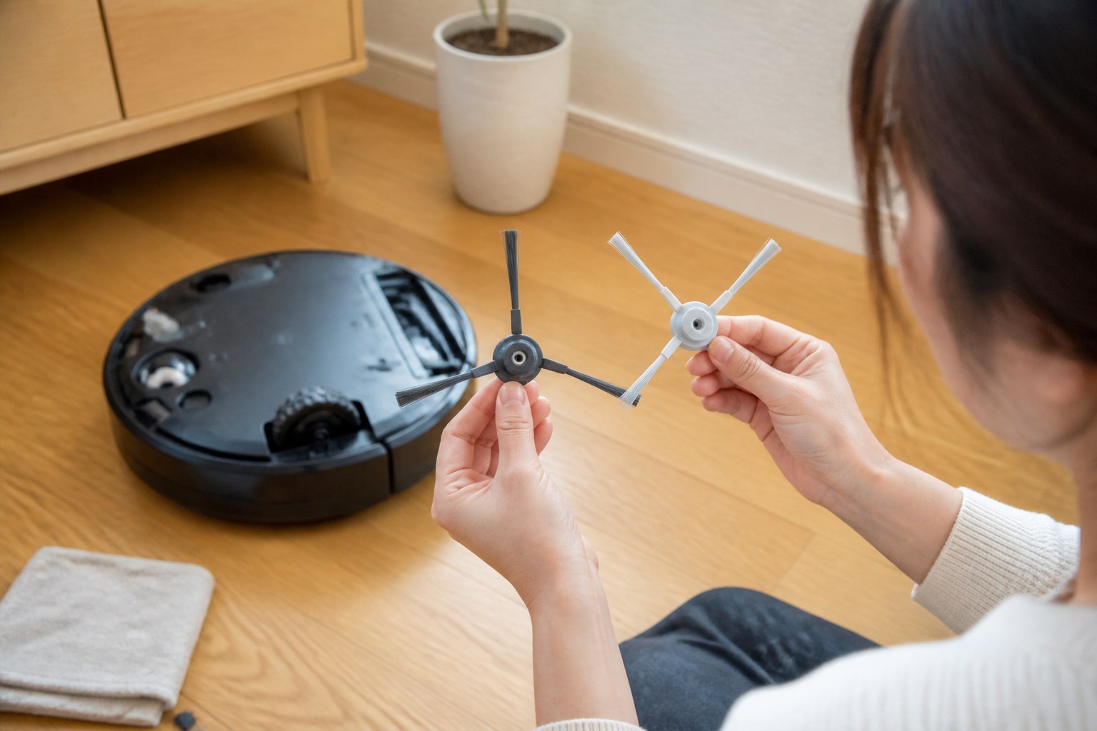 Roborock サイドブラシN（ホワイト）とN2を比較｜新旧対応機種の違いと選び方の利用シーンをイメージした画像